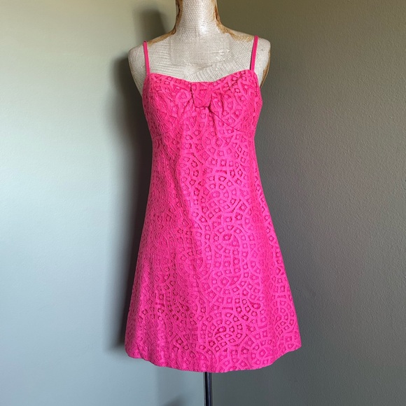 Lilly Pulitzer Coral Lace-Lined Mini Dress Sz 0 - Picture 5 of 7